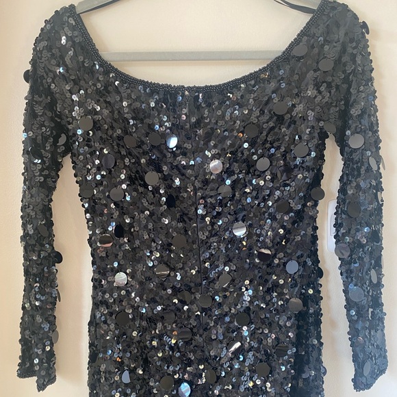 Black Sequin Mini Party Dress - Picture 15 of 15